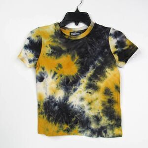 Freshmen Short Sleeve Fleece Girls Yellow Tie Dye Top Sz S